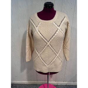 Moon River Cream Cable Knit Sweater Small